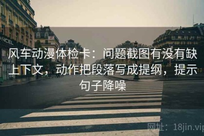 风车动漫体检卡：问题截图有没有缺上下文，动作把段落写成提纲，提示句子降噪