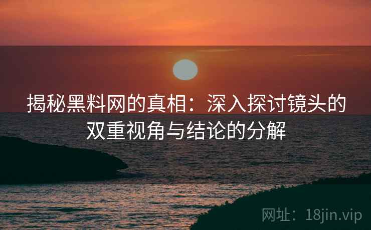 揭秘黑料网的真相:深入探讨镜头的双重视角与结论的分解 揭秘黑料网的真相:深入探讨镜头的双重视角与结论的分解